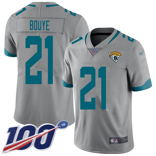 Men Nike Jacksonville Jaguars #21 A.J. Bouye Silver  Stitched NFL Limited Inverted Legend 100th Season Jersey